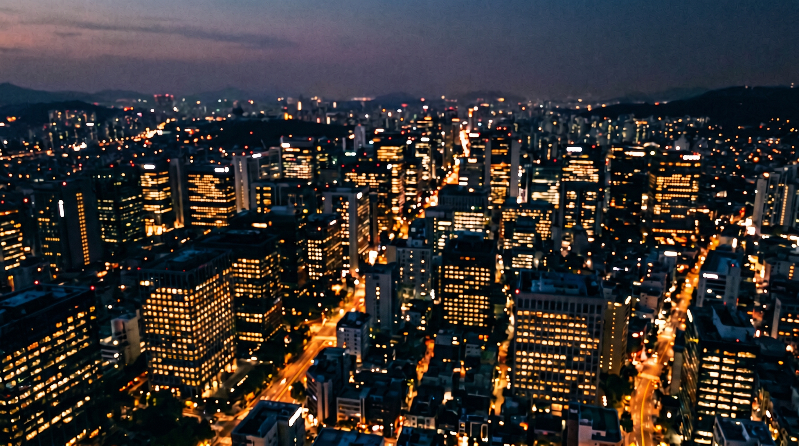 Aerial view of Seoul cityscape at night — Korea's global business hub