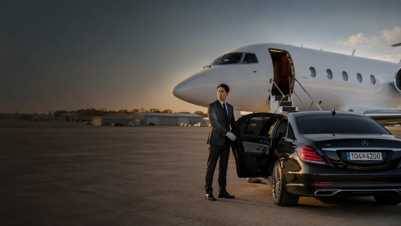 WIZMO chauffeur with Genesis G90 at Incheon Airport VIP zone — aviation chauffeur service Korea