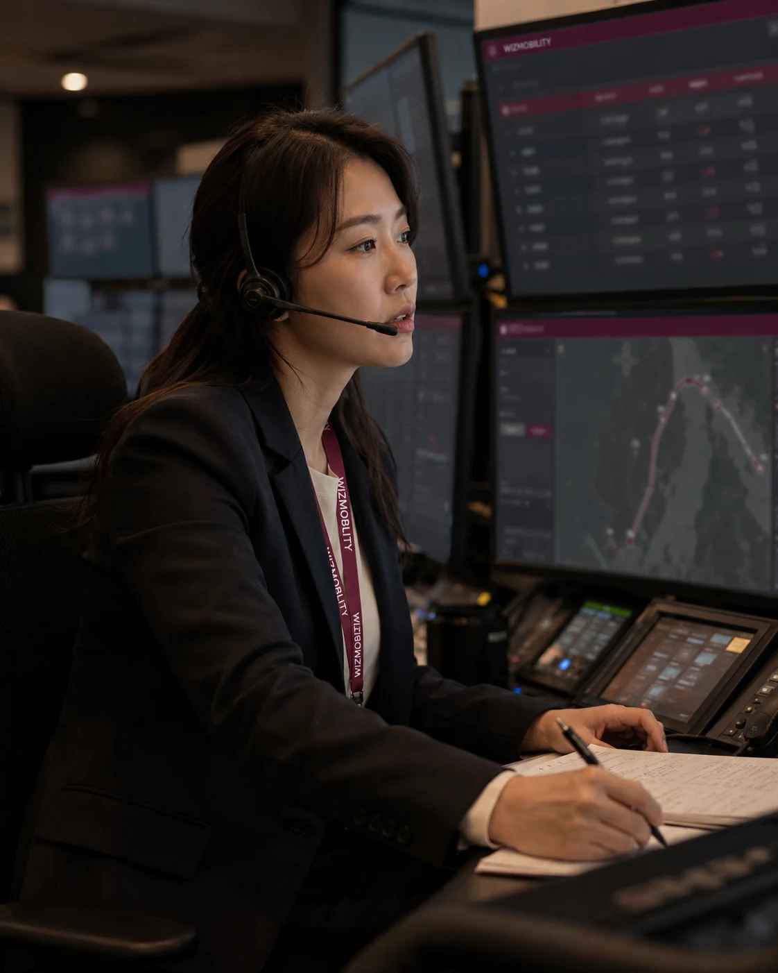 WIZMO aviation operations platform showing flight-tracked chauffeur dispatch