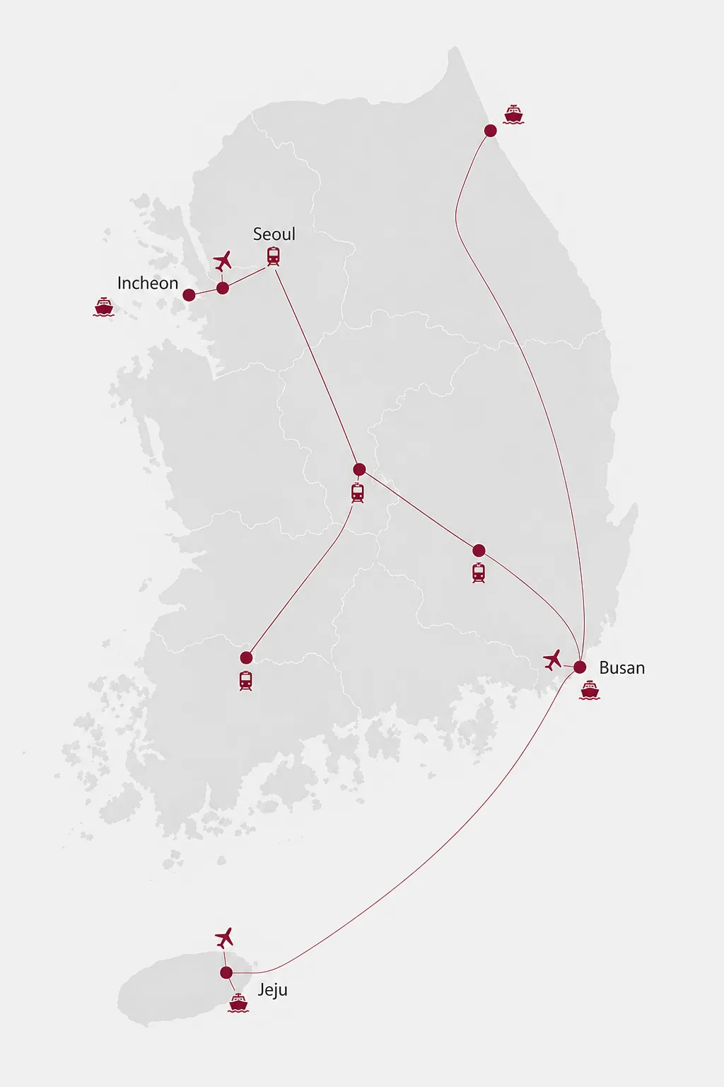 Map of Korea showing WIZMO operating regions and gateways