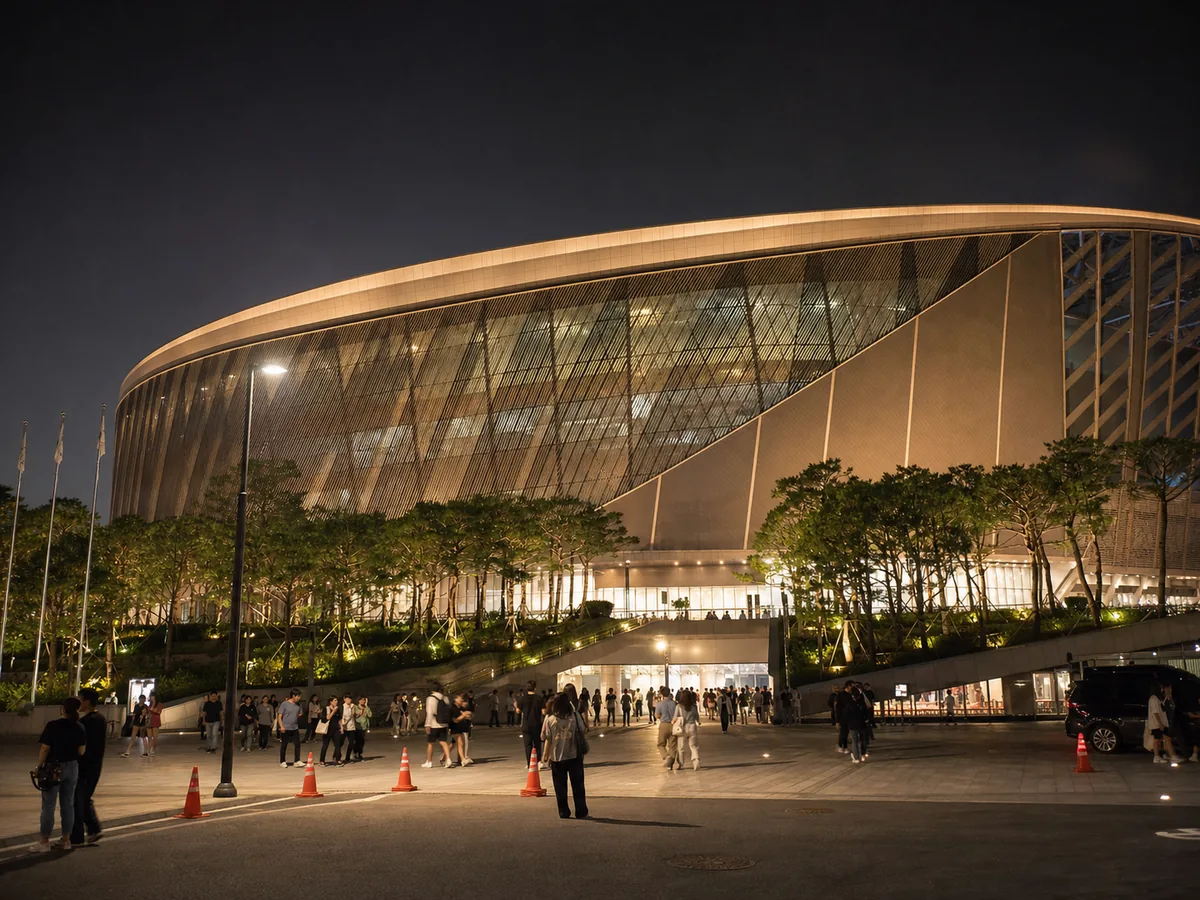 Inspire Arena entertainment complex in Incheon at night