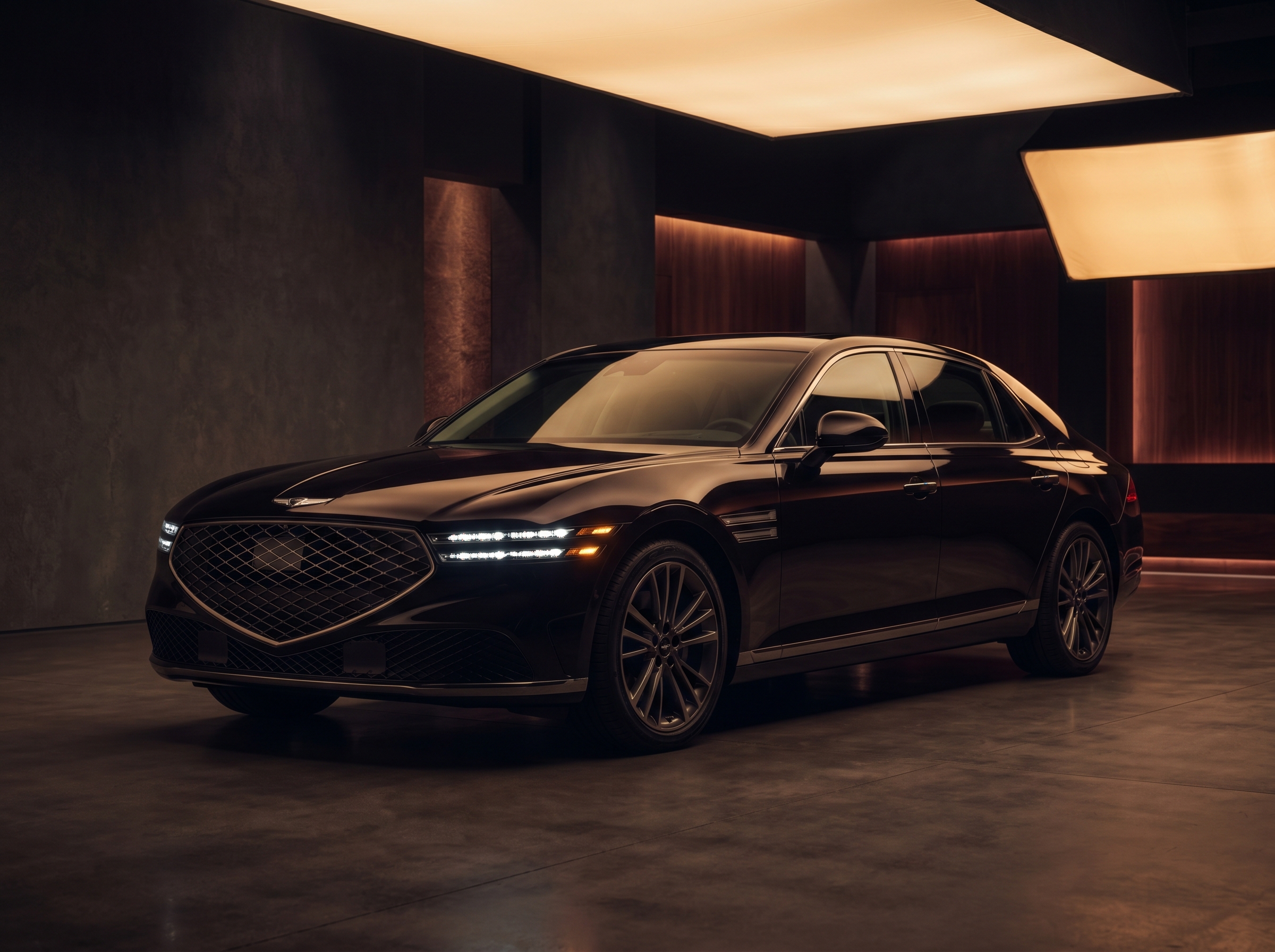Genesis G90 — black exterior studio shot