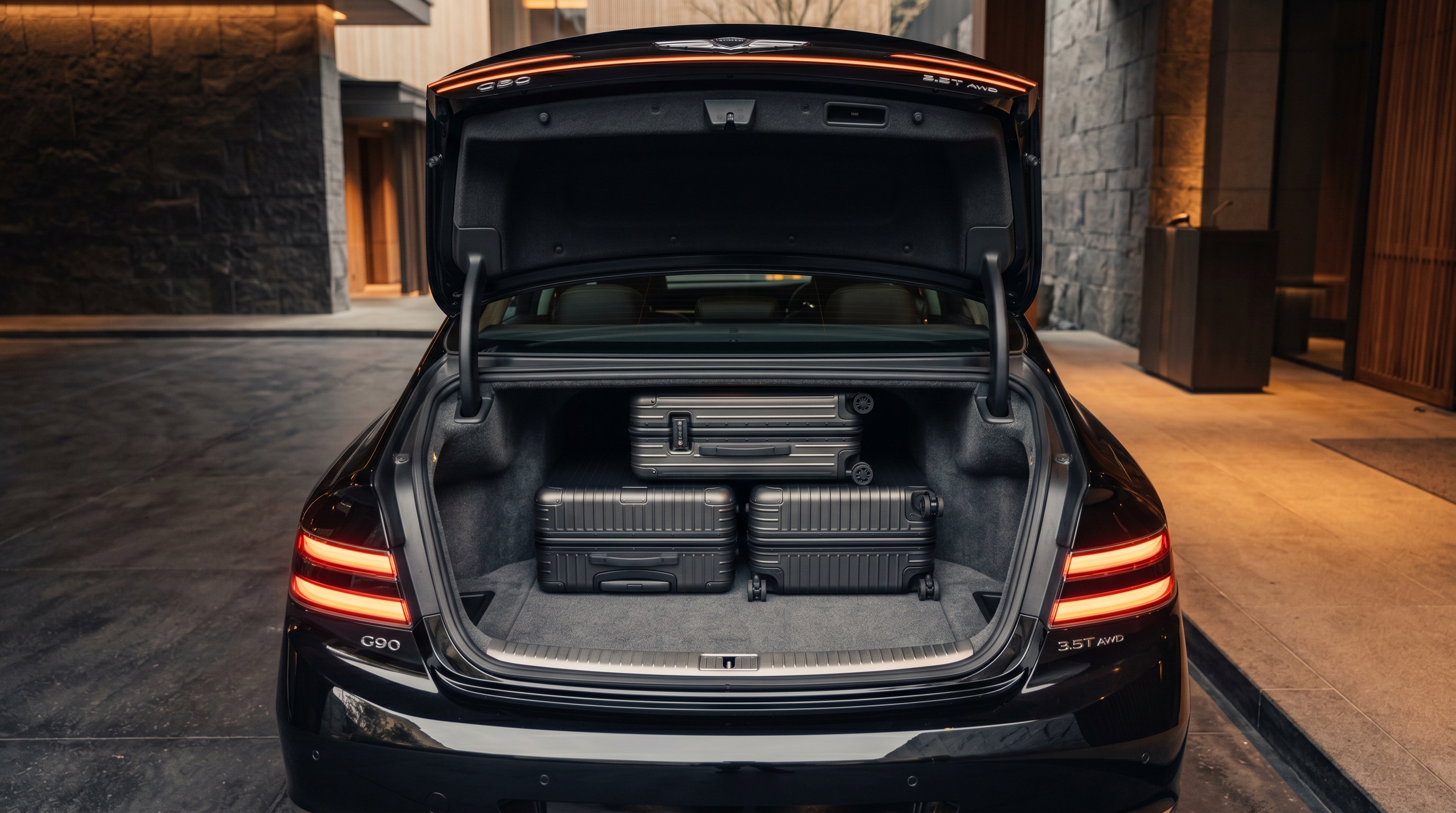Genesis G90 — trunk with luggage