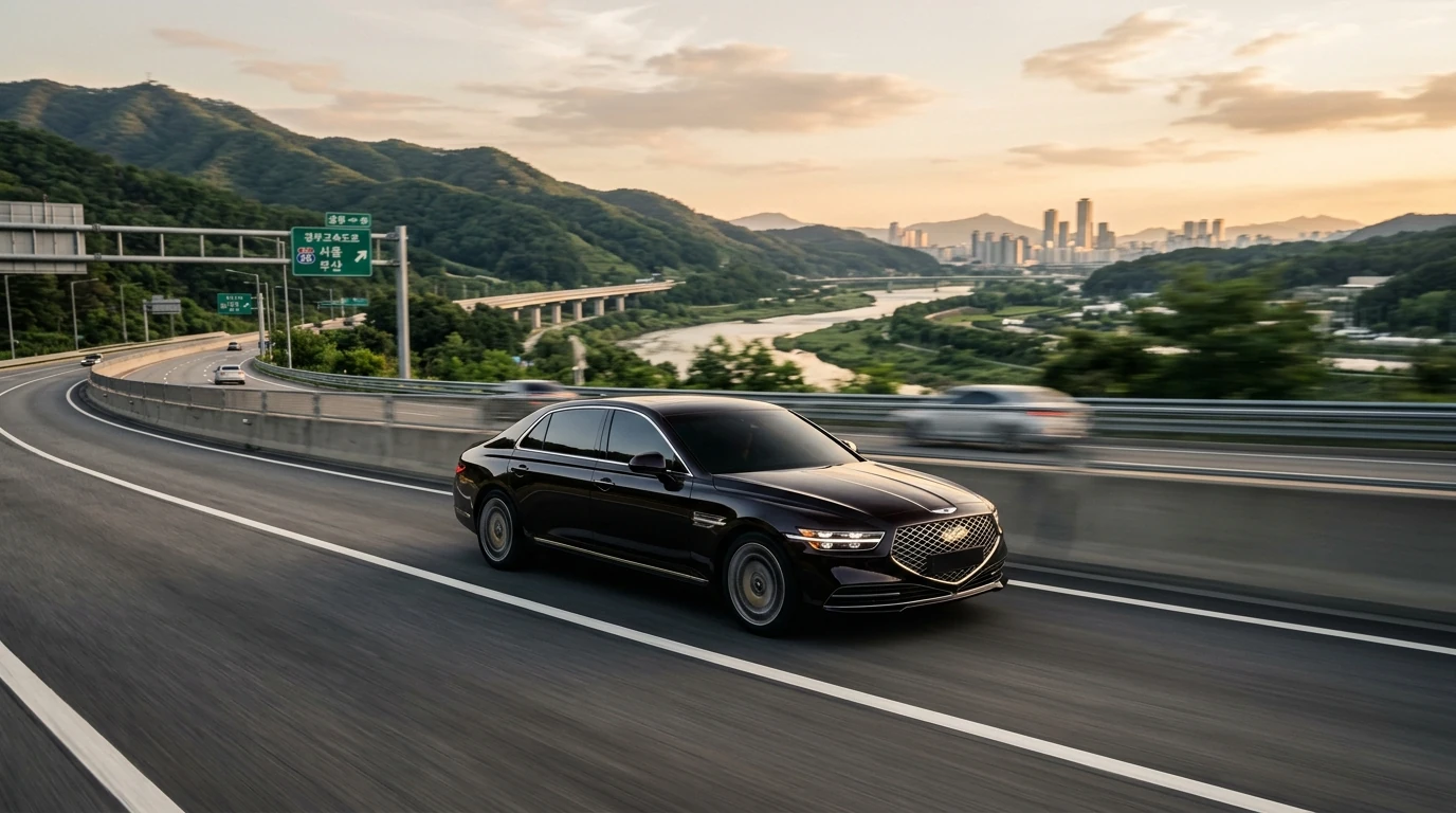 Genesis G90 intercity chauffeur transfer — Seoul to Busan private car on Korean highway