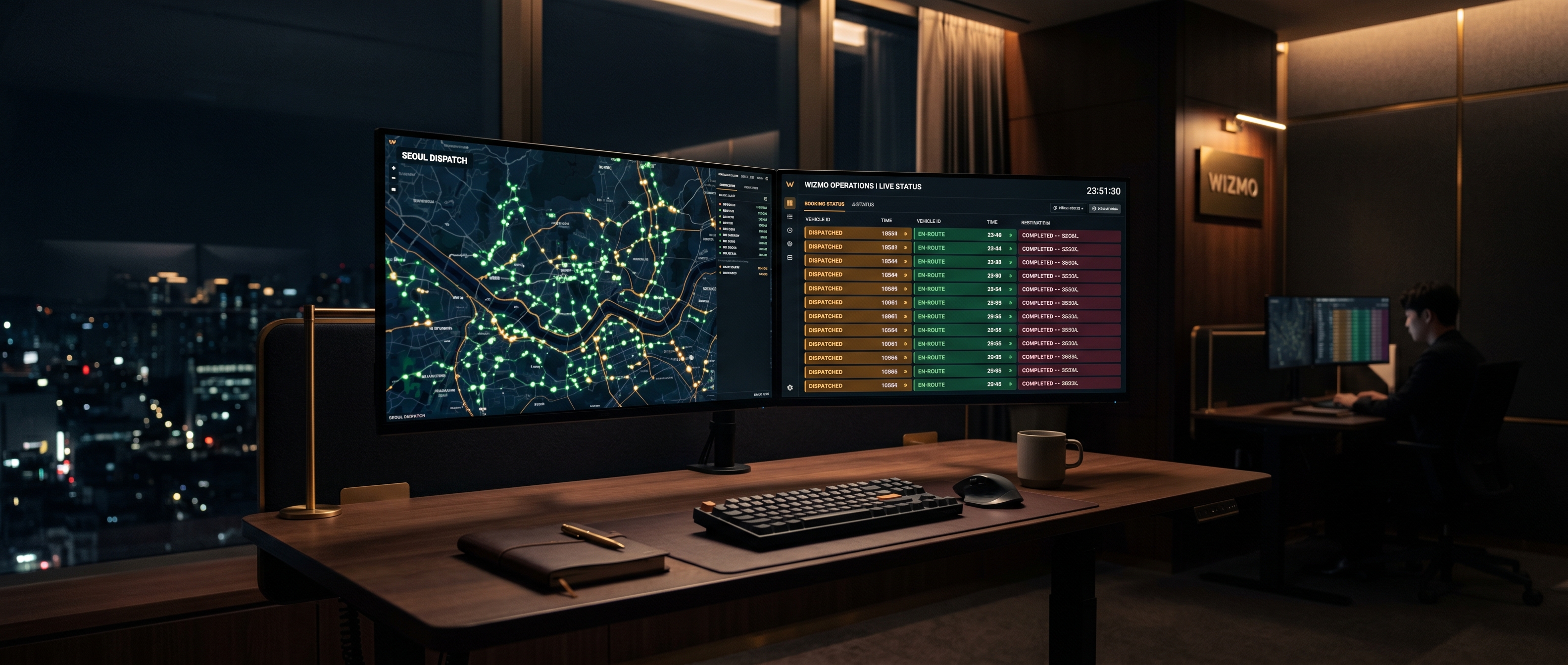 WIZMO real-time operations platform with live vehicle tracking map