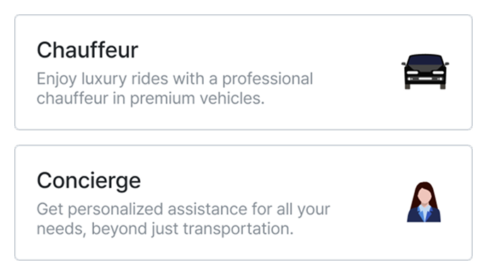 위즈모빌리티 앱 서비스 선택 상세 화면