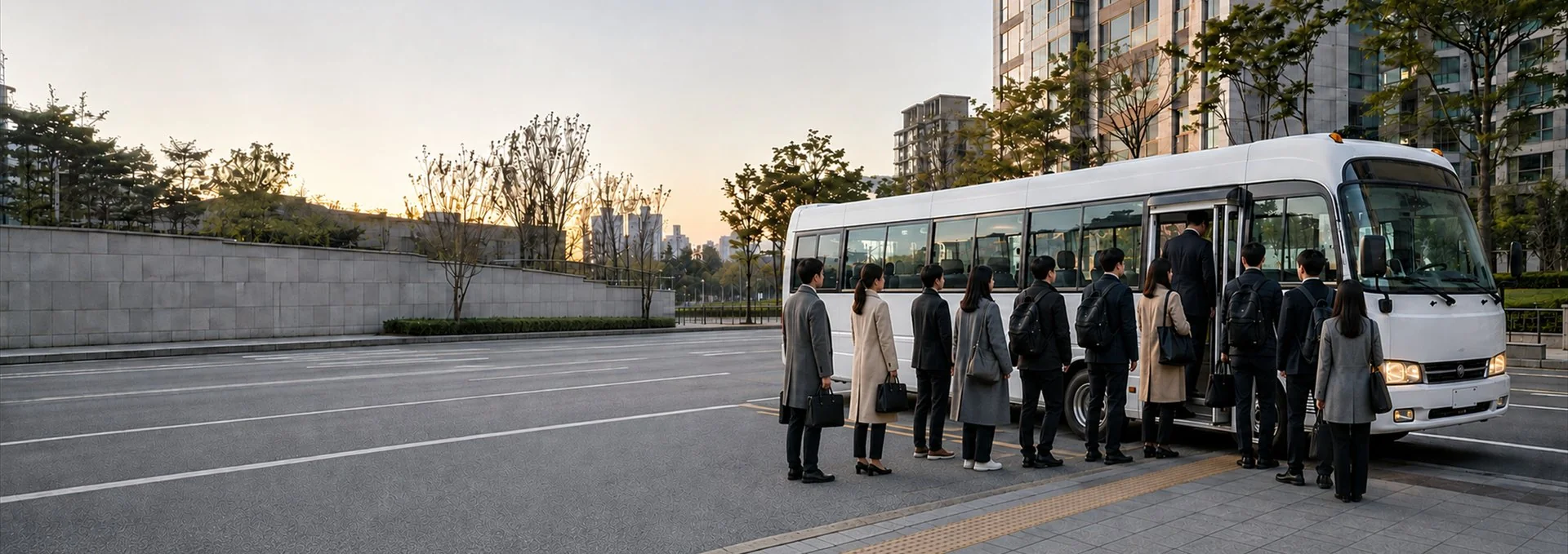 정기 노선을 운행 중인 위즈모빌리티 셔틀 차량